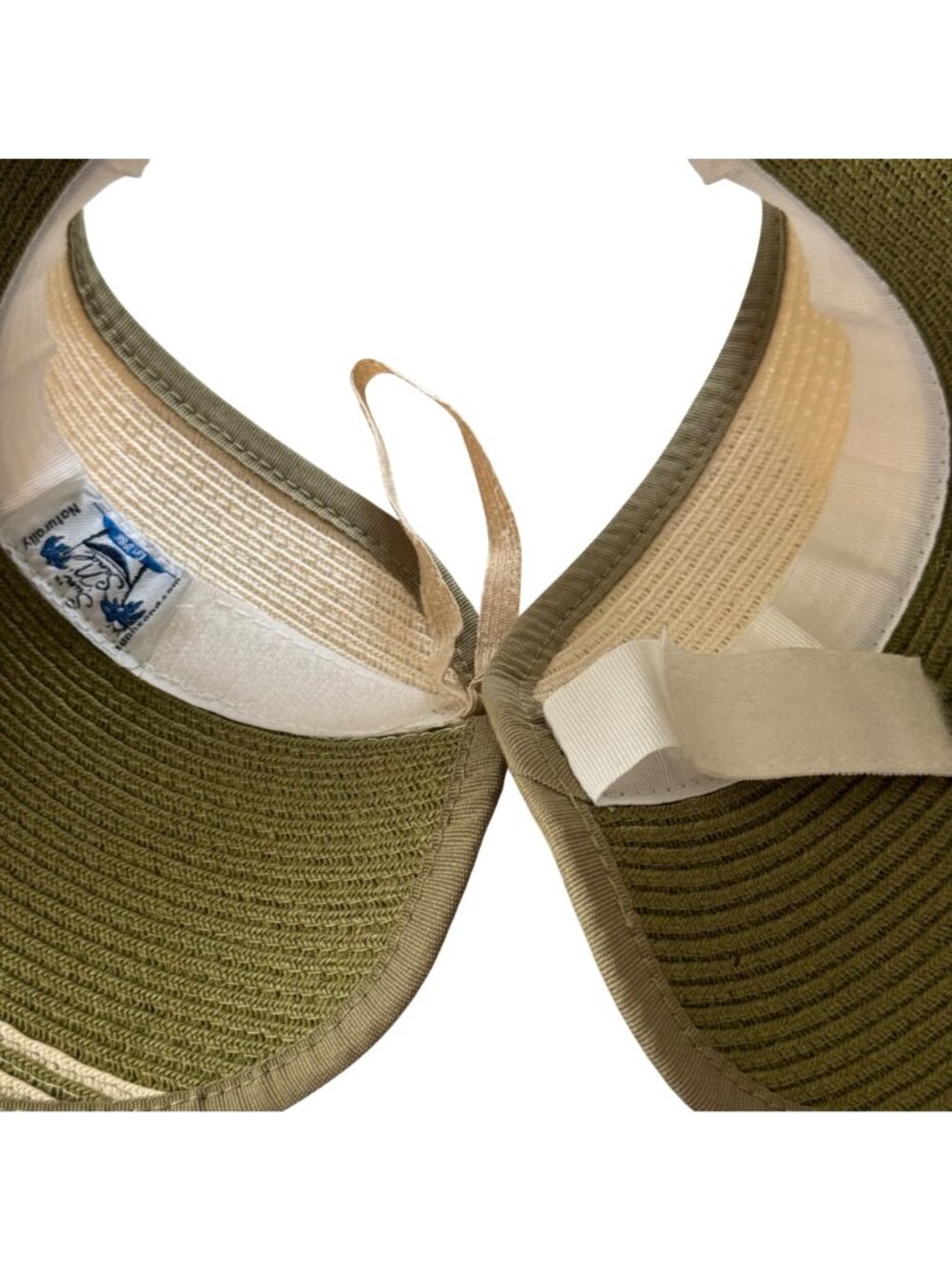 Sun N Sand Womens Straw Wide Visor Green/Beige Adjustable Fit Lightweight Travel - Picture 3 of 16